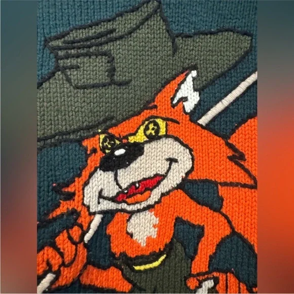 RARE LOUIS VUITTON Handknit Cartoon Fox Green Sweater - Picture 3 of 12